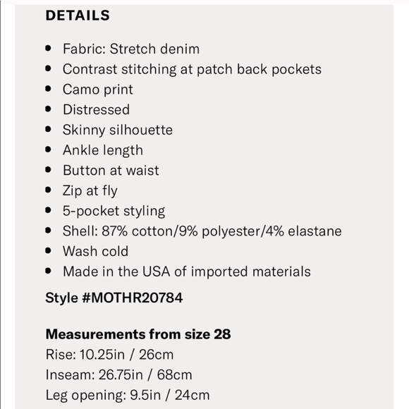 LAST SZ 28 HP🎉MOTHER NWT High Waisted Looker Camo - Picture 5 of 6